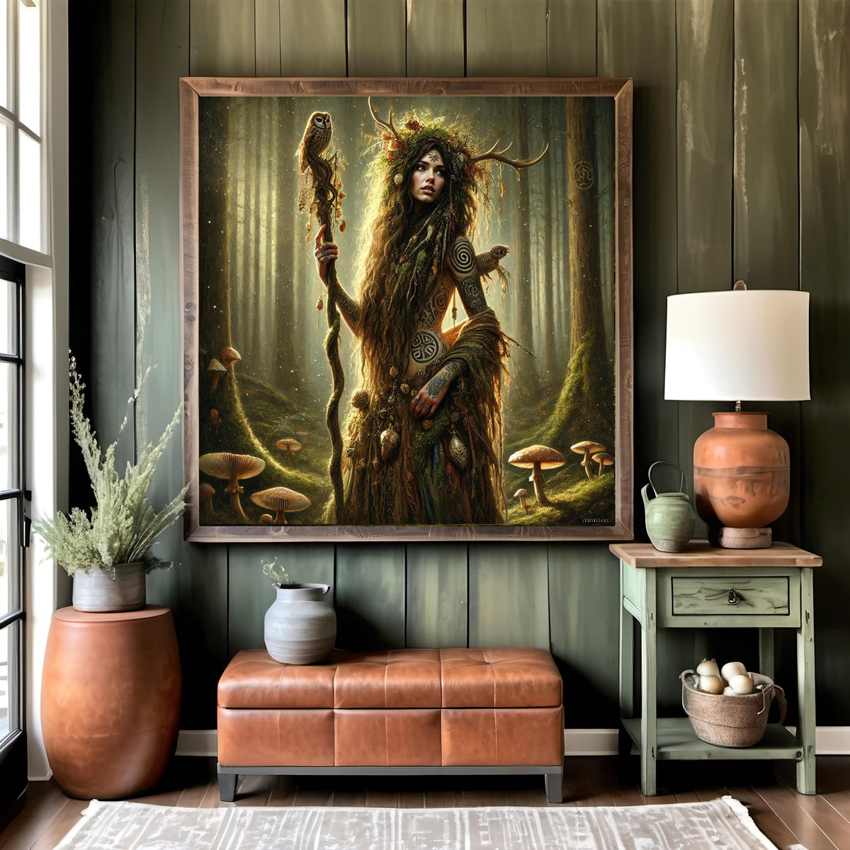 Mystical Forest Witch Pagan Nature Spirit Digital Download Woodland Enchantress Gothic Fantasy Wall Art 2