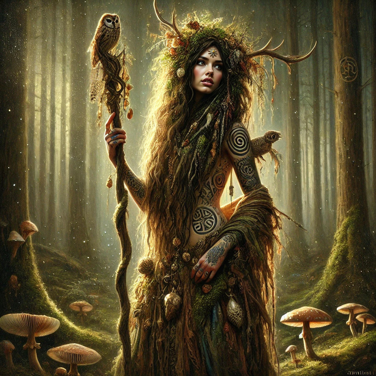 Mystical Forest Witch Pagan Nature Spirit Digital Download Woodland Enchantress Gothic Fantasy Wall Art 2