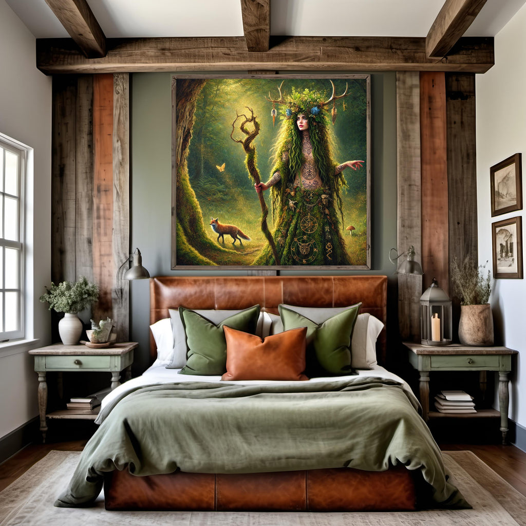 Mystical Forest Witch Pagan Nature Spirit Digital Download Woodland Enchantress Gothic Fantasy Wall Art