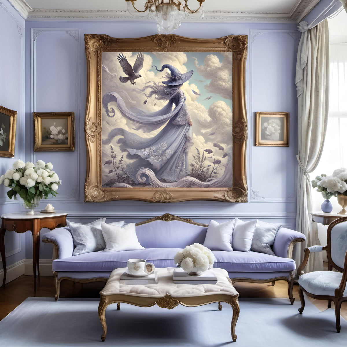 Gothic Air Witch Print: Vintage Fantasy Sorceress Wall Art (Digital Download)