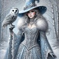 Gothic Snow Witch Art Print: Winter Owl Fairytale (Digital Download