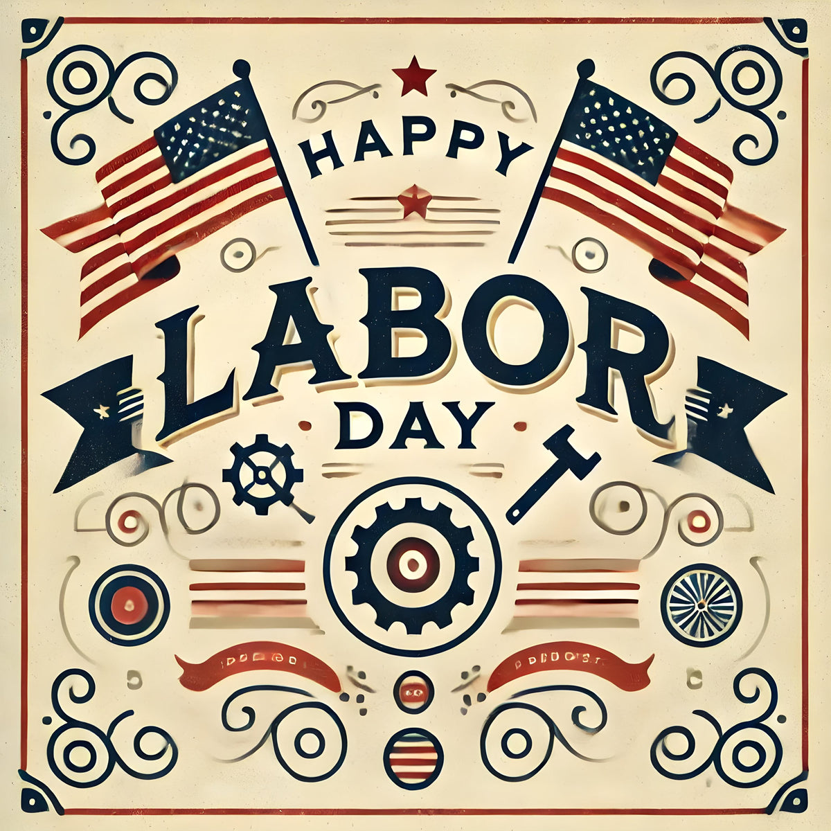 Vintage Labor Day Sign: Patriotic Industrial Art (Digital Download PNG)