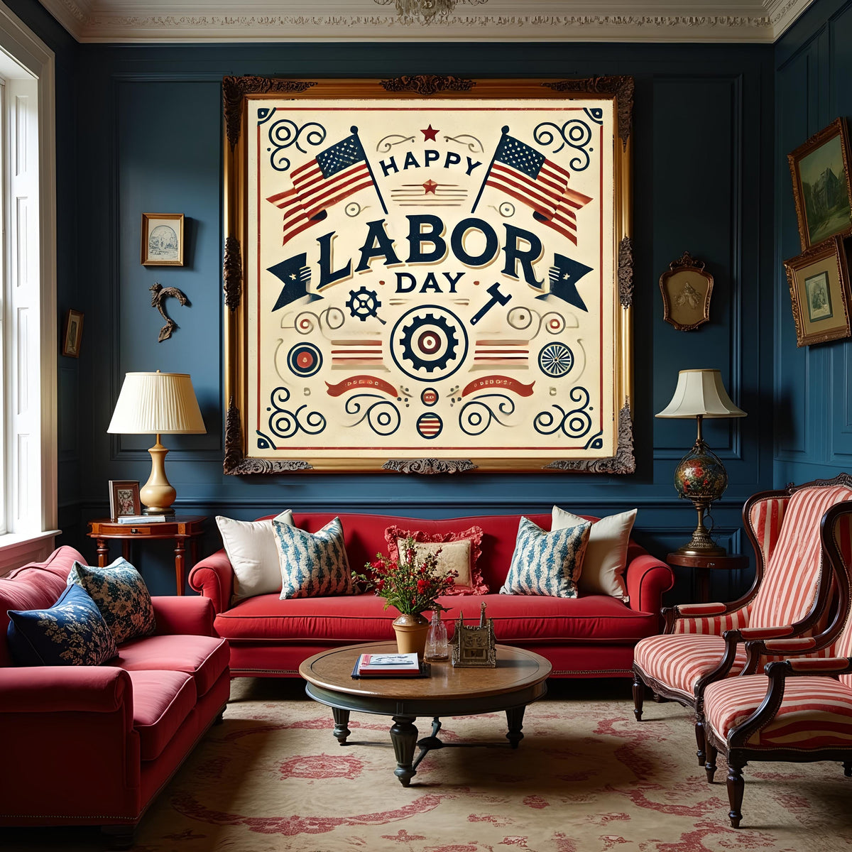 Vintage Labor Day Sign: Patriotic Industrial Art (Digital Download PNG)