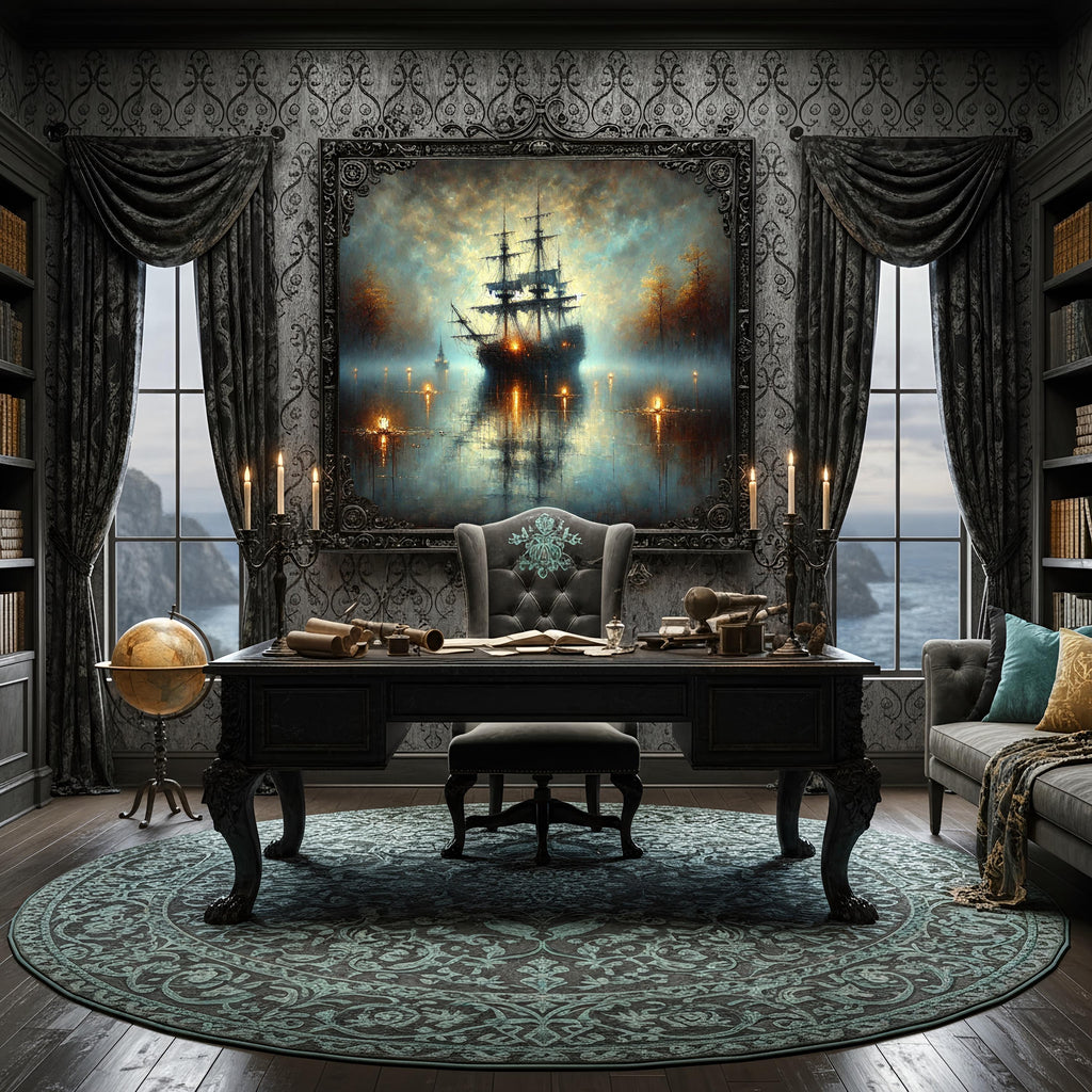 Haunted Ghost Ship Digital Print: Spooky Halloween Pirate Art (download)