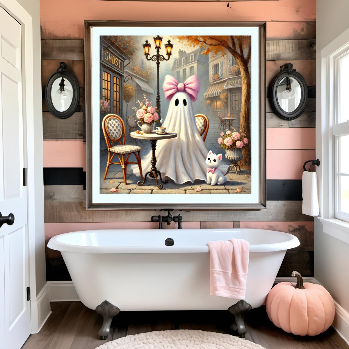 Coral the Ghost Cafe Print: Vintage Halloween Decor (Digital Download)