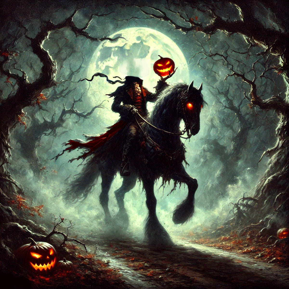 Headless Horseman Halloween Print: Spooky Gothic Wall Art (Digital Download)