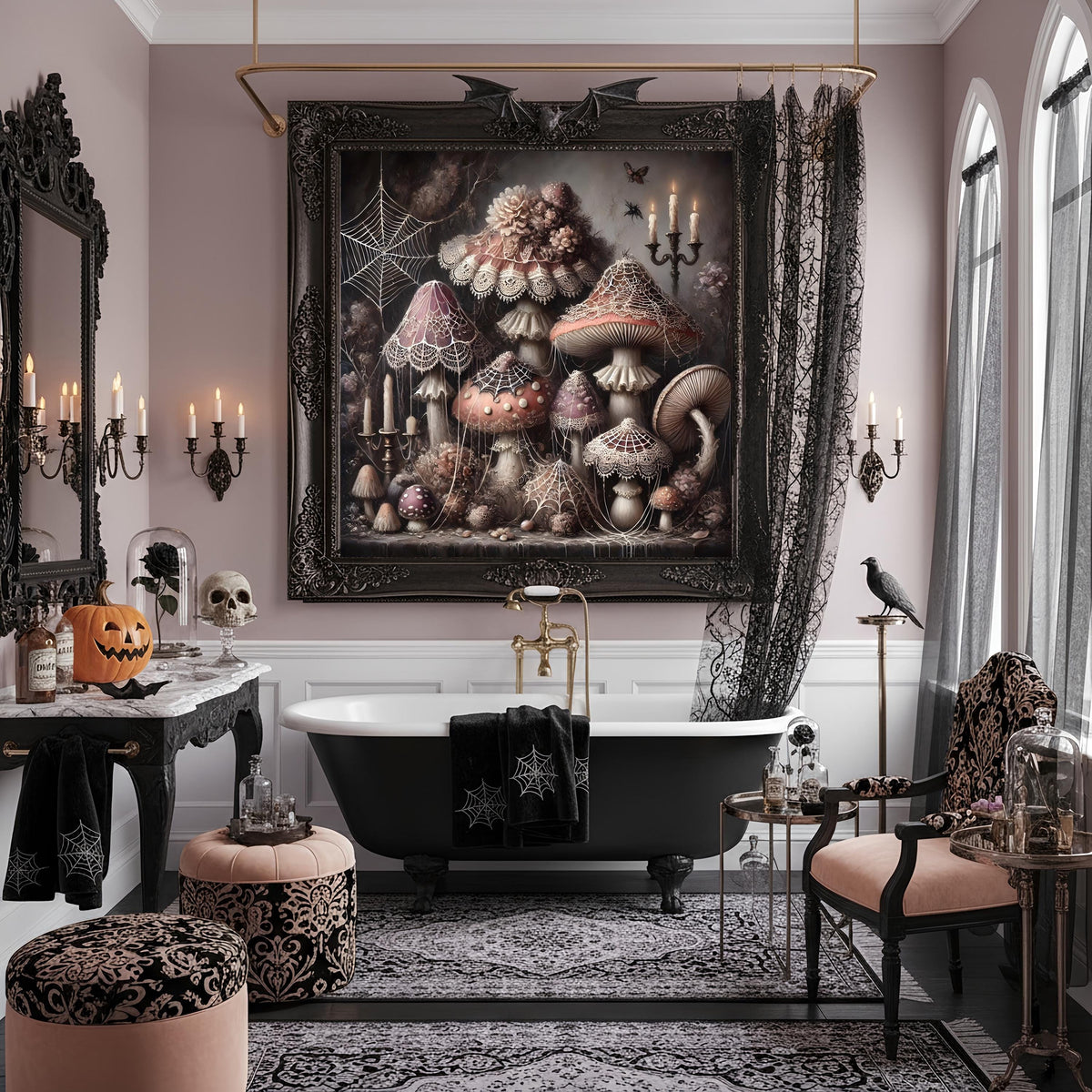Gothic Mushroom Wall Art: Whimsical Dark Fairy Tale Decor (Digital Download)