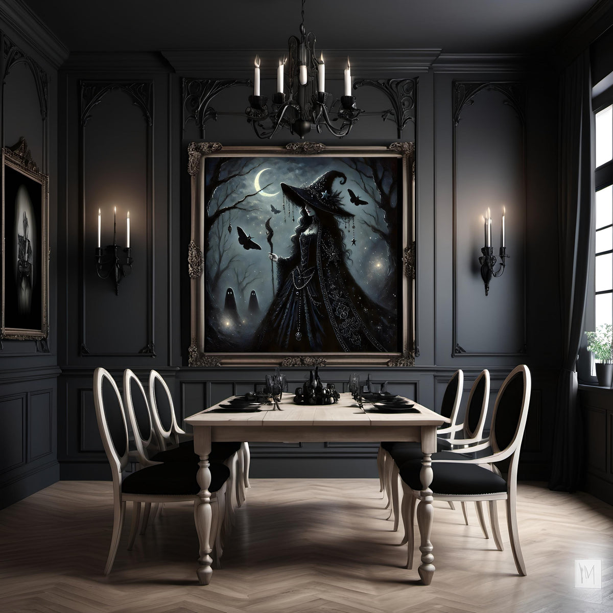 New Moon Witch Gothic Art Print: Dark Fantasy Witchcore Decor (Digital Download)