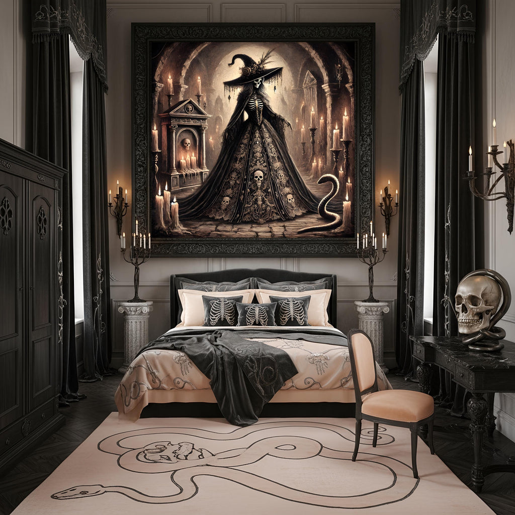 Gothic Witch and Snake Art Print: Dark Fantasy Halloween Decor (Digital Download)