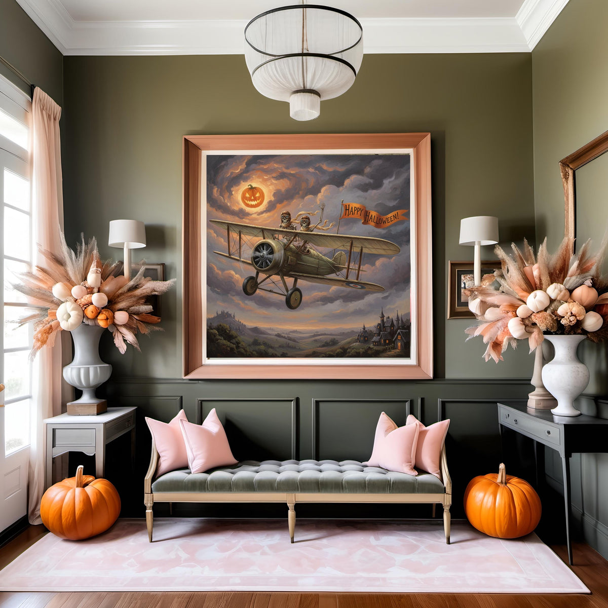Skeleton Aviator Print: Vintage Halloween Airplane Art (Digital Download)