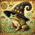 Klimt Frog Witch Art Nouveau Halloween Print: Gold Filigree Decor (Digital Download)