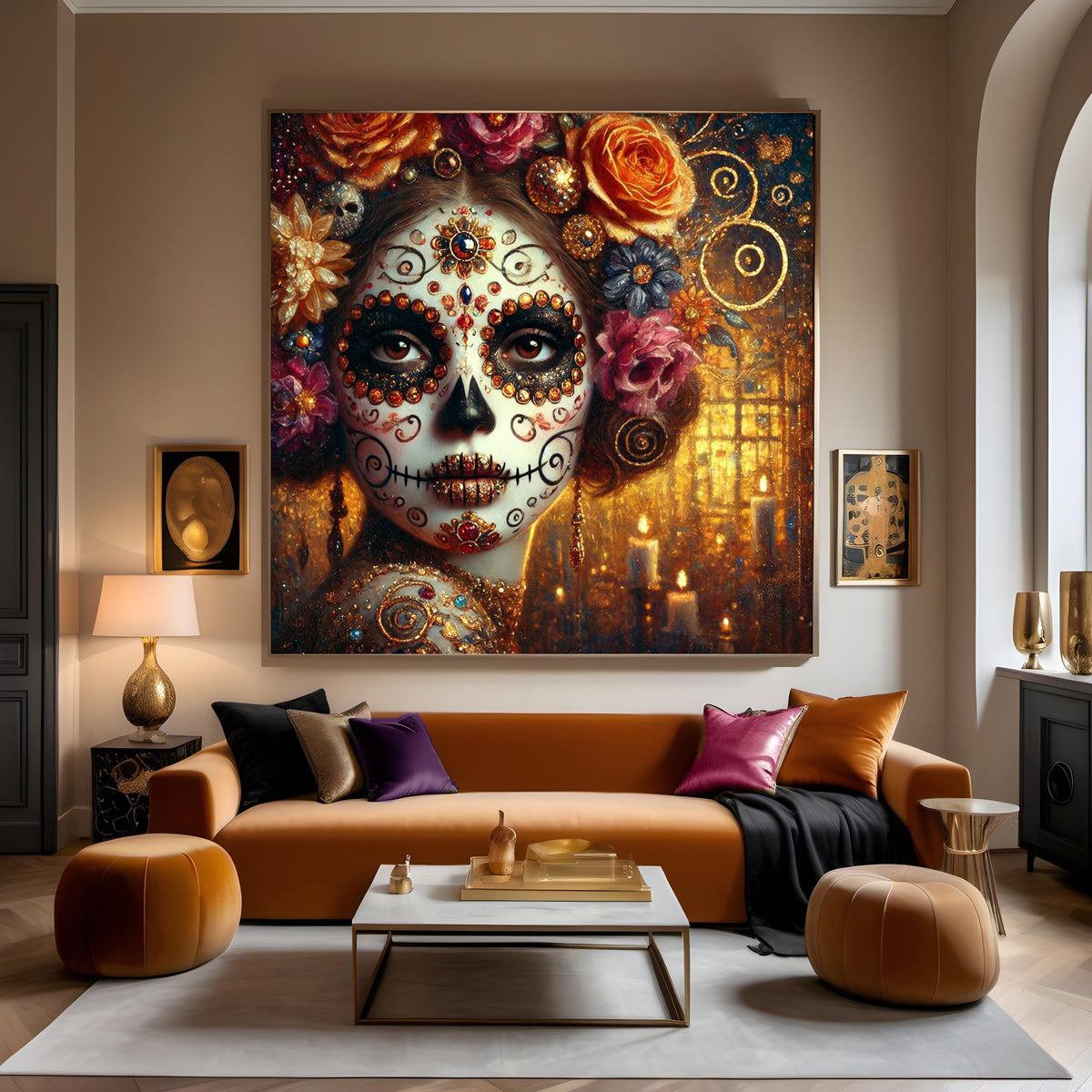 Klimt Sugar Skull Woman Art: Gothic Día de los Muertos Portrait (Digital Download) 2