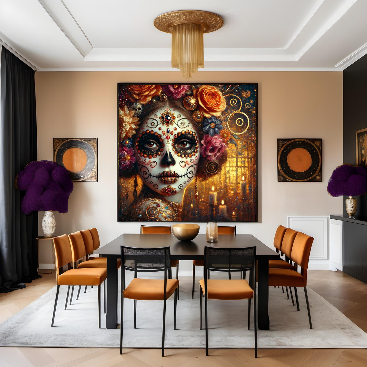 Klimt Sugar Skull Woman Art: Gothic Día de los Muertos Portrait (Digital Download) 2