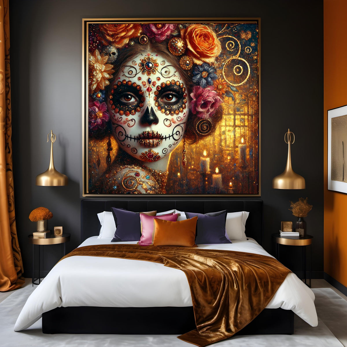 Klimt Sugar Skull Woman Art: Gothic Día de los Muertos Portrait (Digital Download) 2