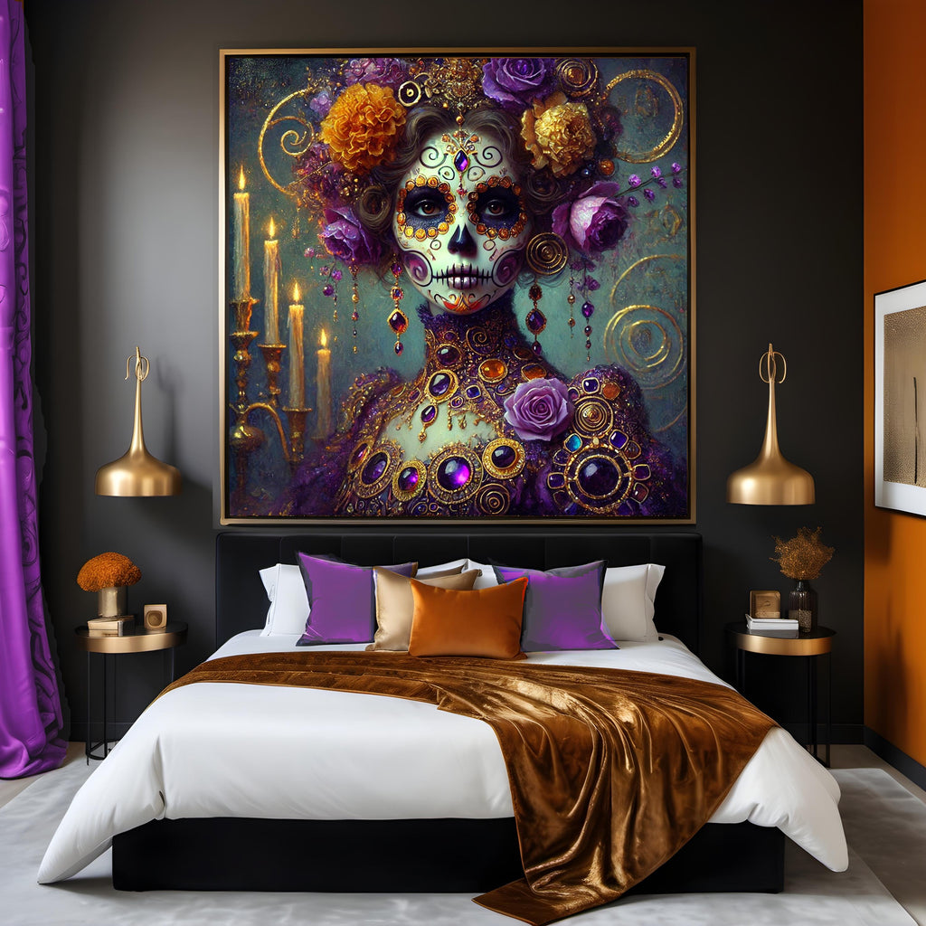 Klimt Sugar Skull Woman Art: Gothic Dia de los Muertos (Digital Download)