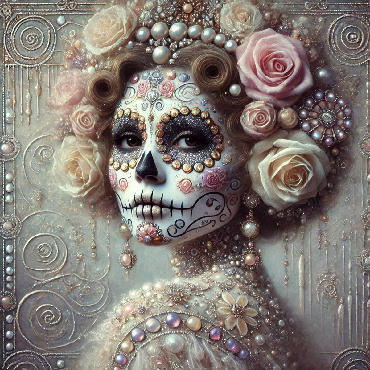 Klimt Día de los Muertos Sugar Skull Woman Portrait Art Nouveau (Digital Download)