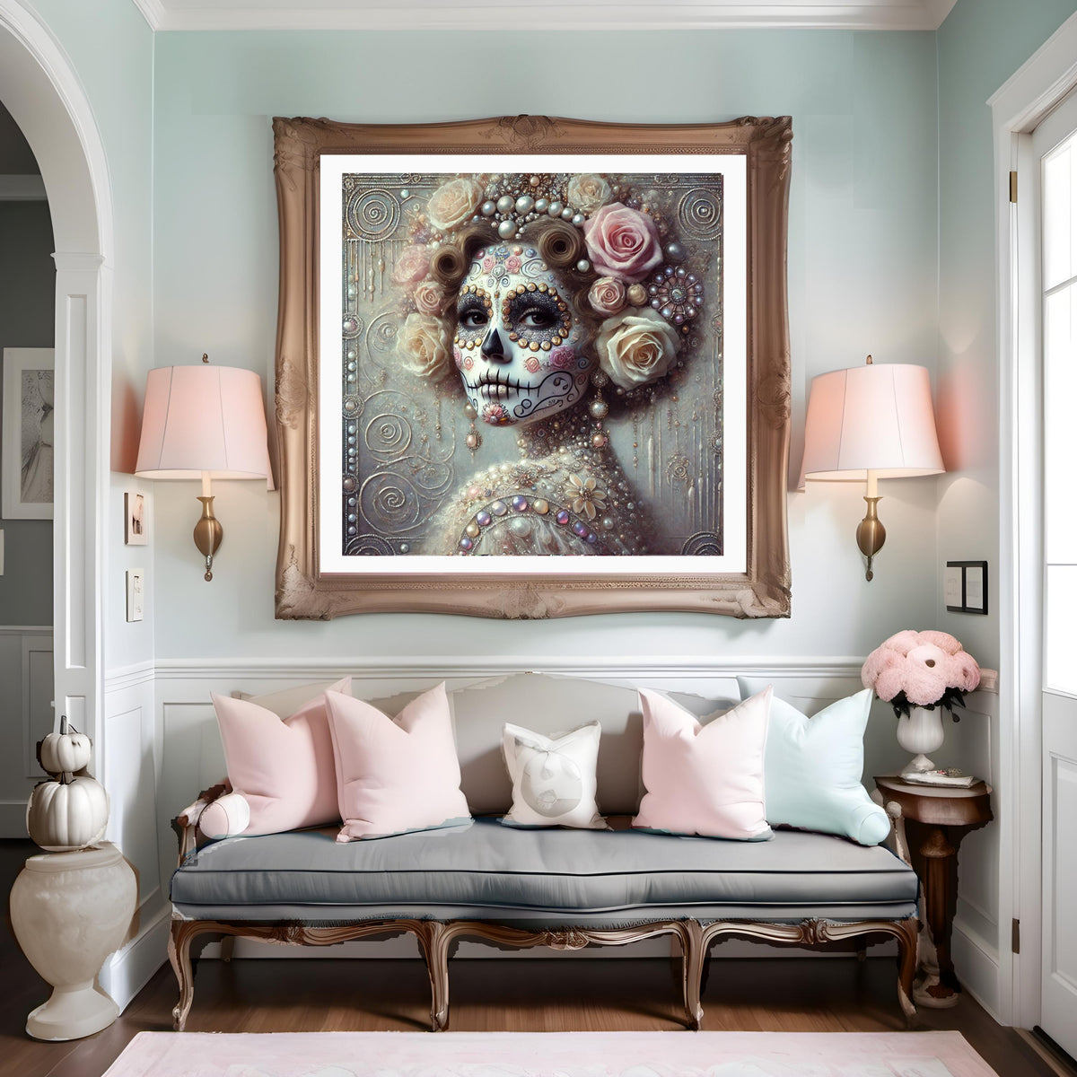 Klimt Día de los Muertos Sugar Skull Woman Portrait Art Nouveau (Digital Download)