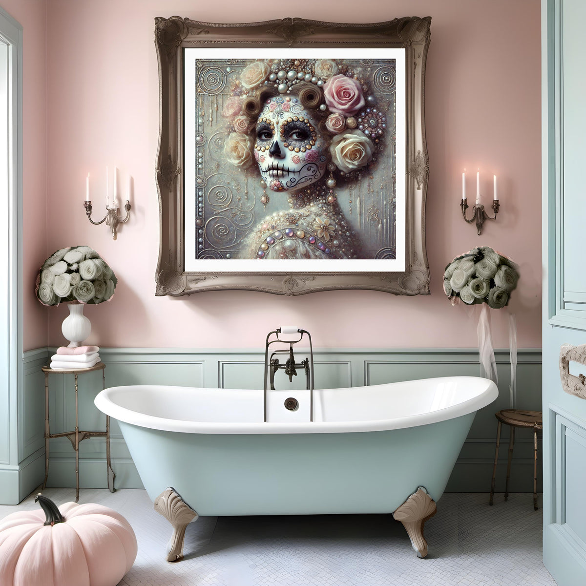 Klimt Día de los Muertos Sugar Skull Woman Portrait Art Nouveau (Digital Download)
