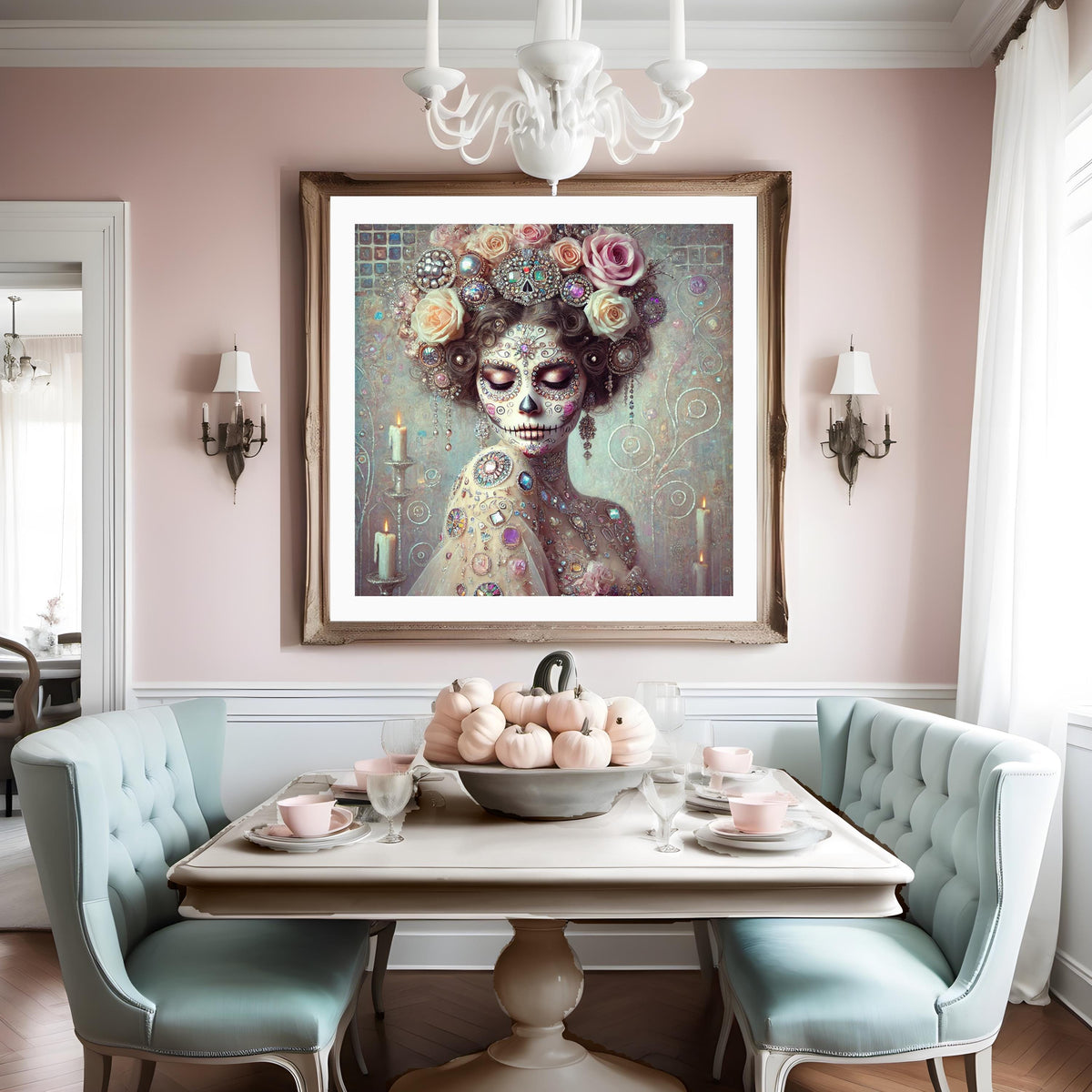 Sugar Skull Woman Portrait: Klimt Inspired Art Nouveau (Digital Download)