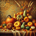 Klimt Inspired Pumpkin Print: Golden Harvest Still Life (Digital Download)