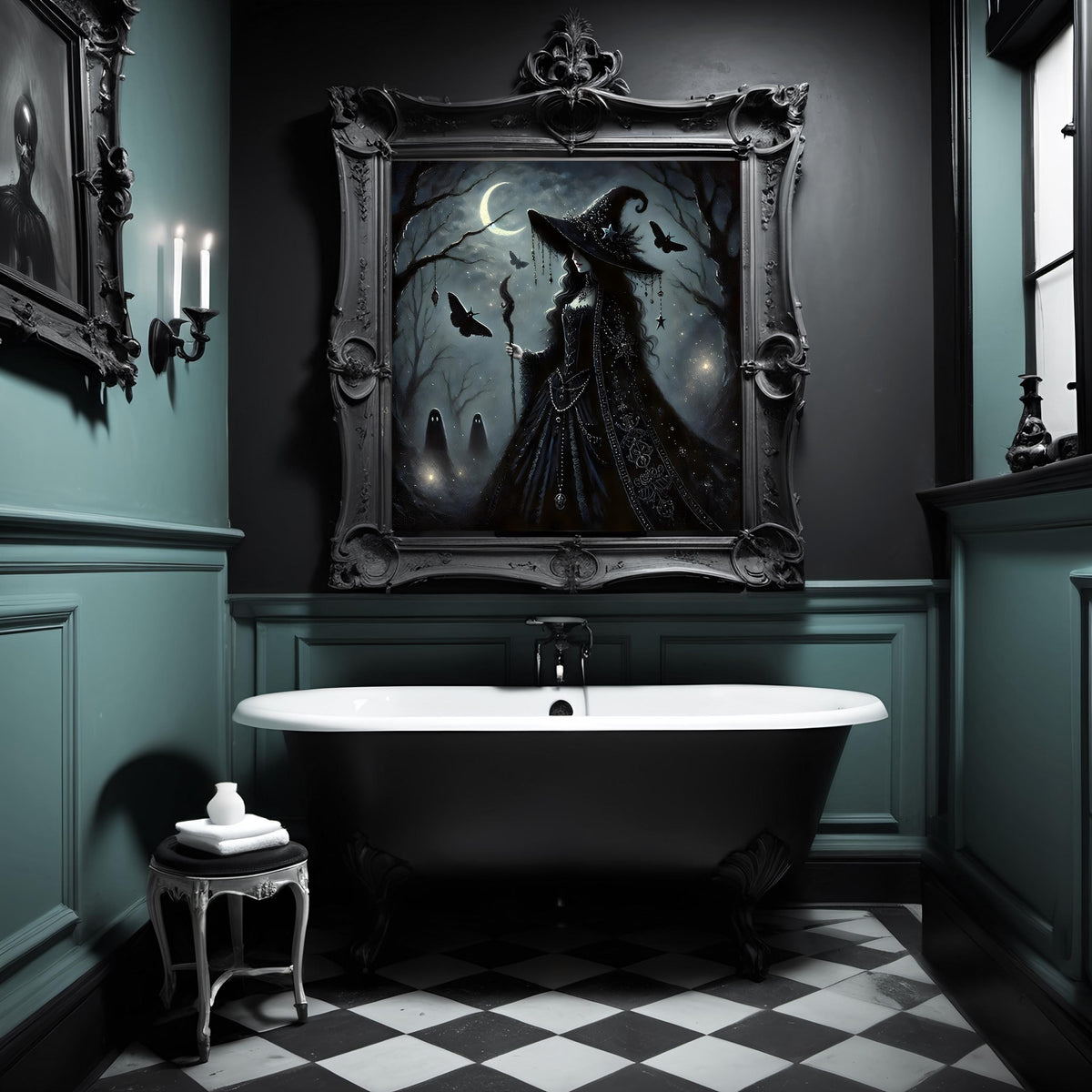 New Moon Witch Gothic Art Print: Dark Fantasy Witchcore Decor (Digital Download)