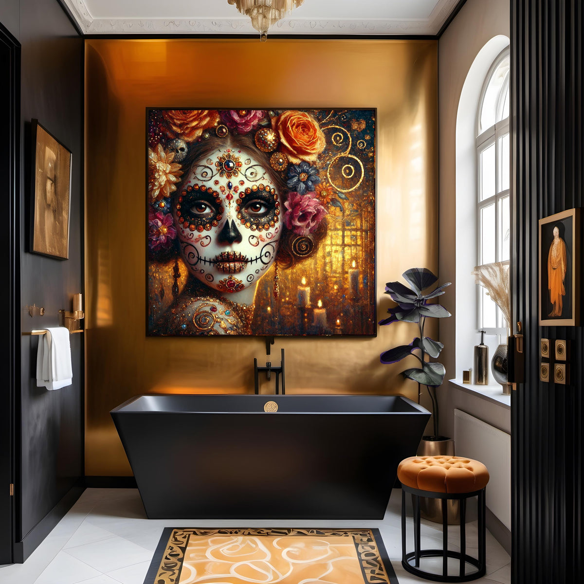 Klimt Sugar Skull Woman Art: Gothic Día de los Muertos Portrait (Digital Download) 2