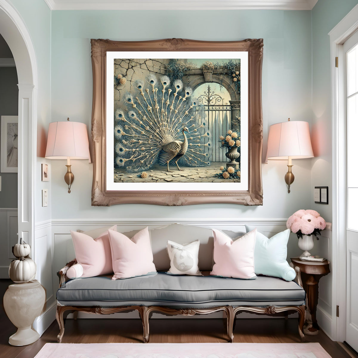 Skeleton Peacock Print: Macabre Gothic Bird Wall Art (Digital Download)