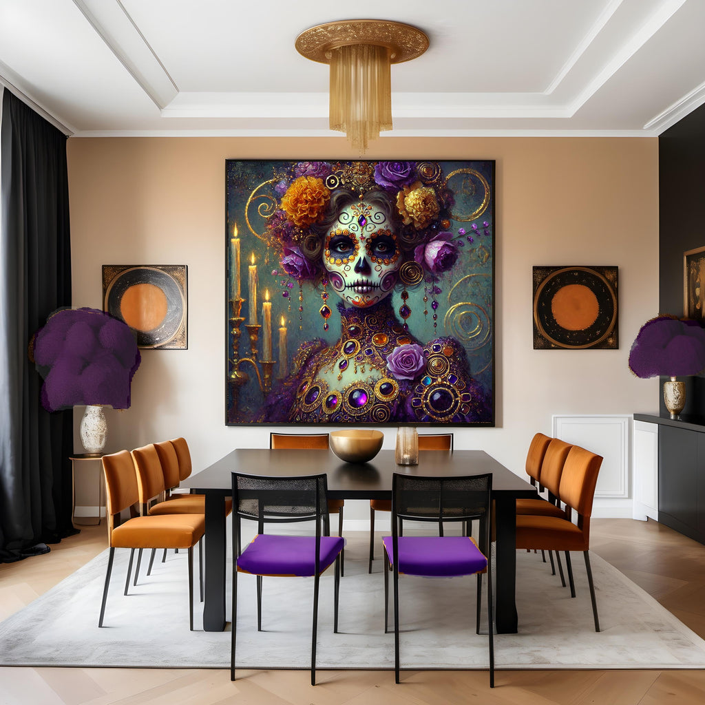 Klimt Sugar Skull Woman Art: Gothic Dia de los Muertos (Digital Download)
