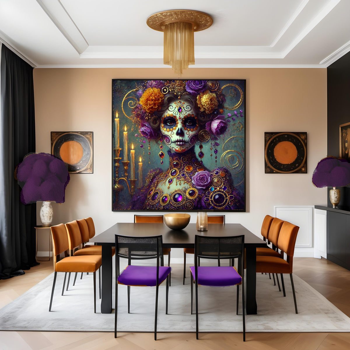 Klimt Sugar Skull Woman Art: Gothic Dia de los Muertos (Digital Download)