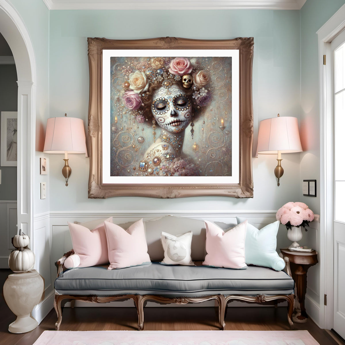 Klimt Día de los Muertos Woman Portrait: Art Nouveau Sugar Skull (Digital Download)