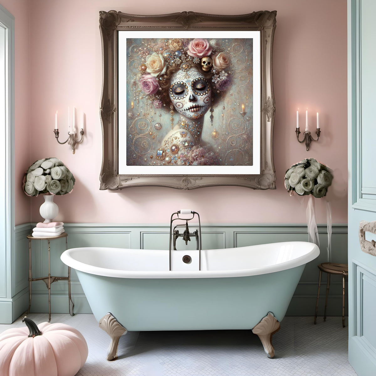 Klimt Día de los Muertos Woman Portrait: Art Nouveau Sugar Skull (Digital Download)