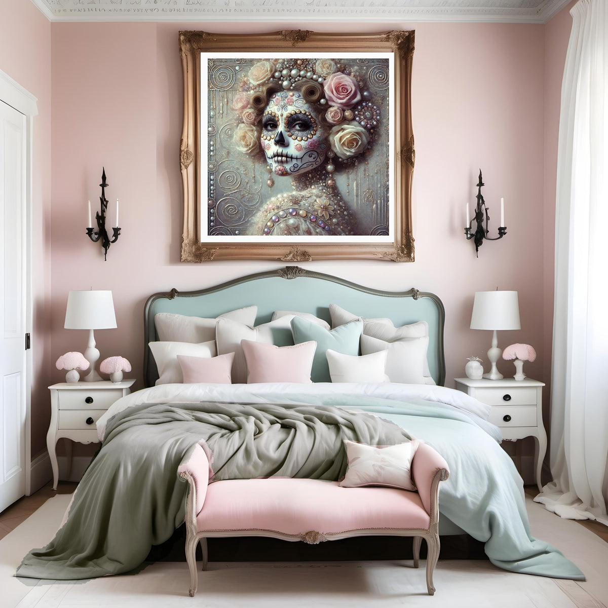 Klimt Día de los Muertos Sugar Skull Woman Portrait Art Nouveau (Digital Download)