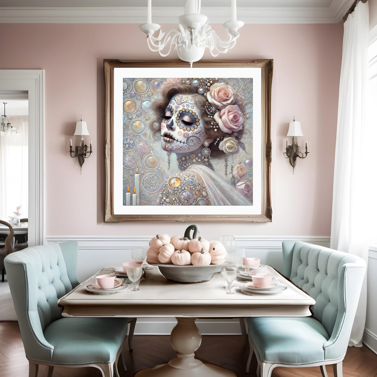 Klimt Sugar Skull Woman Portrait: Gothic Art Nouveau Halloween (Digital Download)