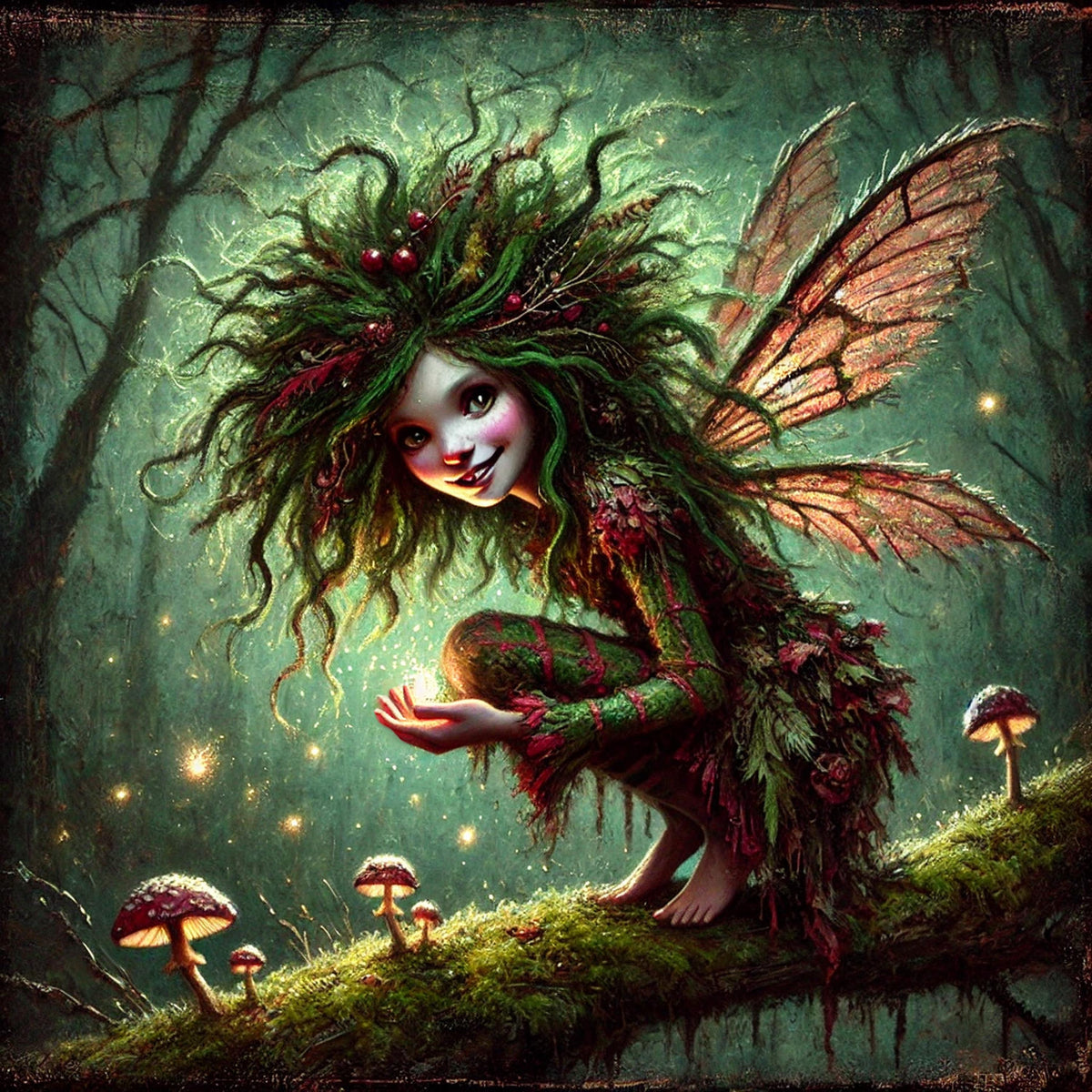 Glowing Forest Fairy Art: Whimsical Woodland Cottagecore (Digital Download)