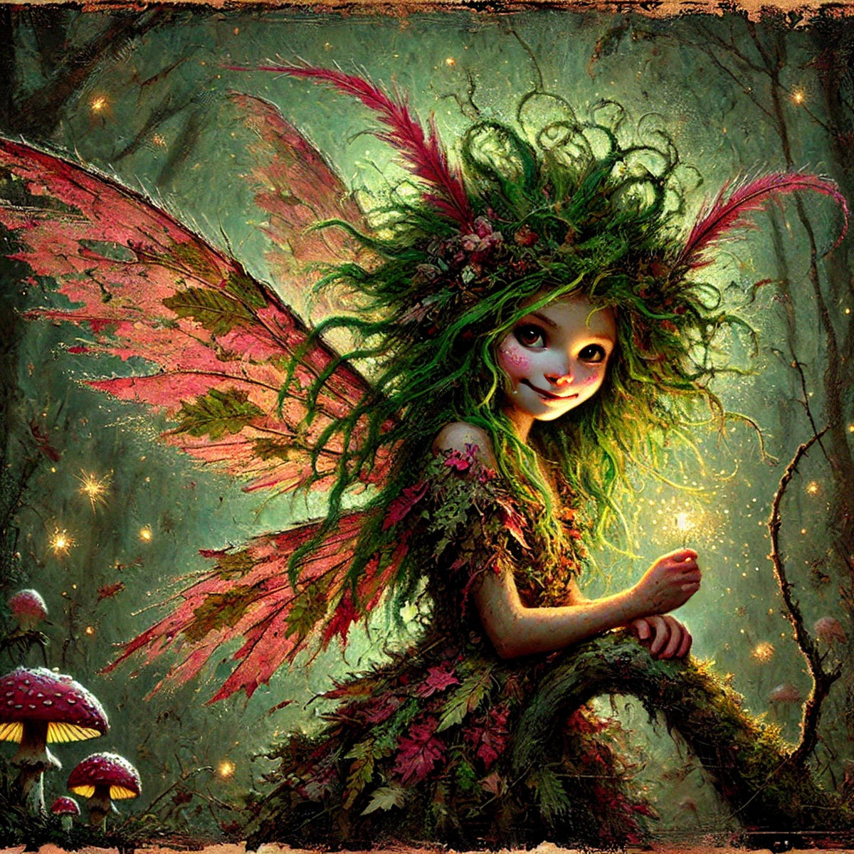 Forest Nymph Art Print: Sparkling Wings, Woodland Fairy (Digital Download)