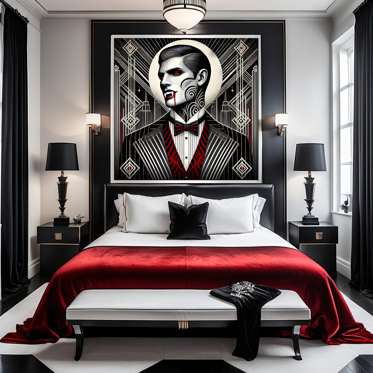Art Deco Vampire Print: 1920s Gothic Noir Portrait (Digital Download)