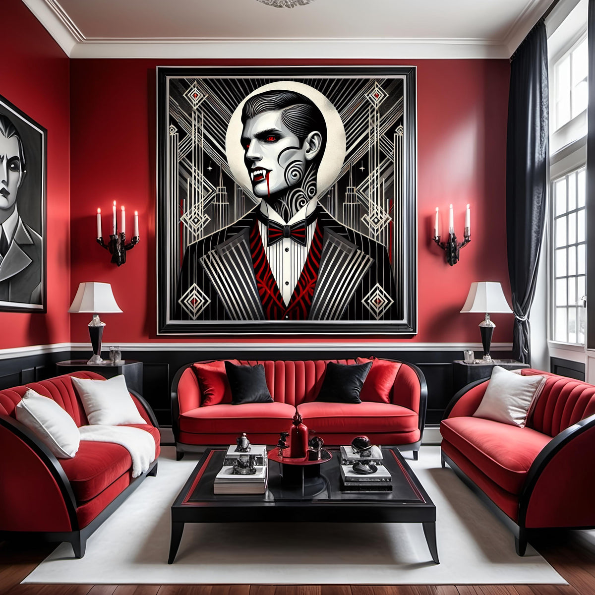 Art Deco Vampire Print: 1920s Gothic Noir Portrait (Digital Download)