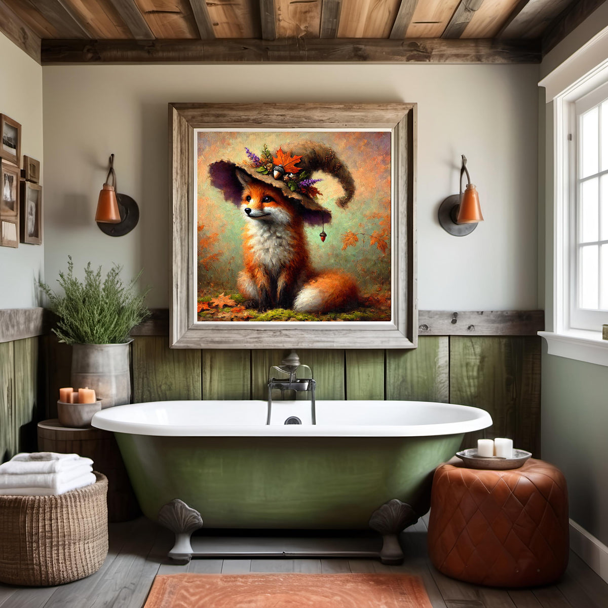 Autumn Witch Fox Art Print: Vintage Halloween Cottagecore (Digital Download)