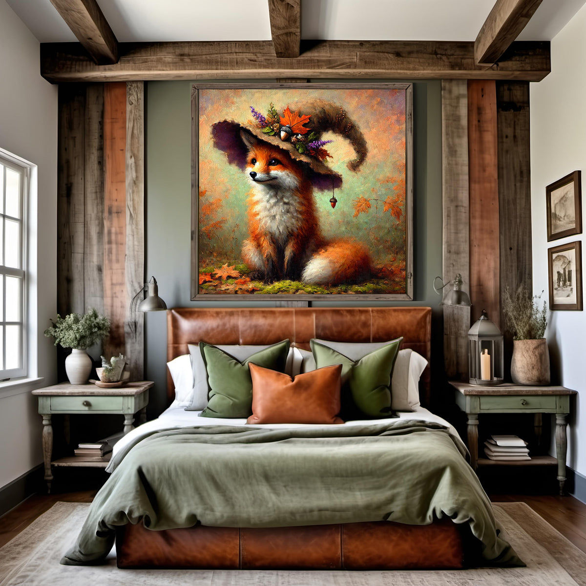 Autumn Witch Fox Art Print: Vintage Halloween Cottagecore (Digital Download)