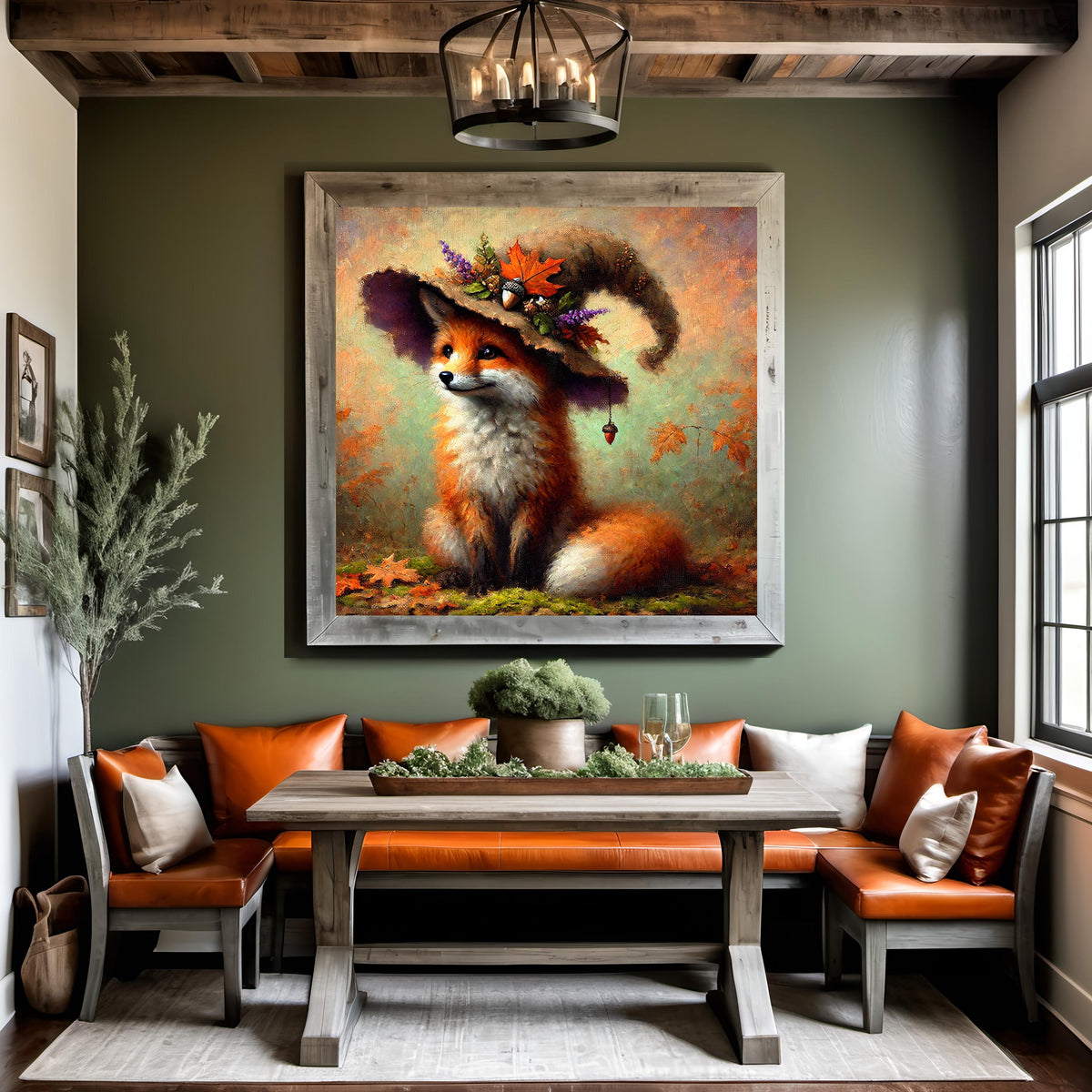Autumn Witch Fox Art Print: Vintage Halloween Cottagecore (Digital Download)