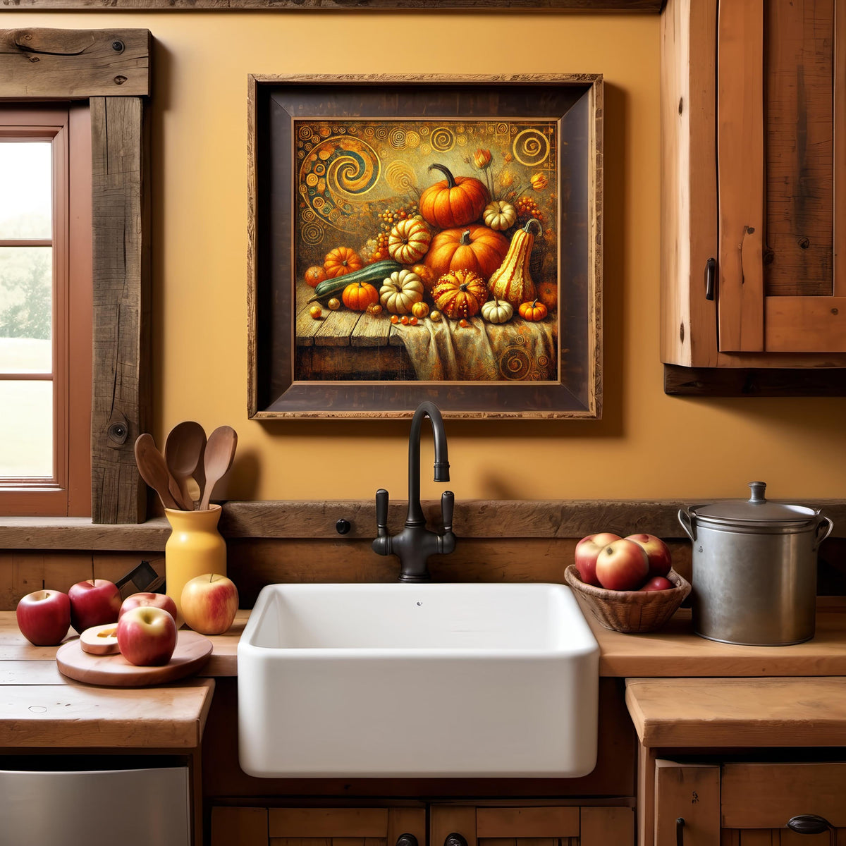 Klimt Inspired Gilded Pumpkin Print: Vintage Autumn Harvest (Digital Download)
