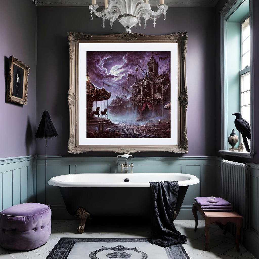 Gothic Haunted Funhouse Print: Vintage Halloween Carnival (Digital Download)
