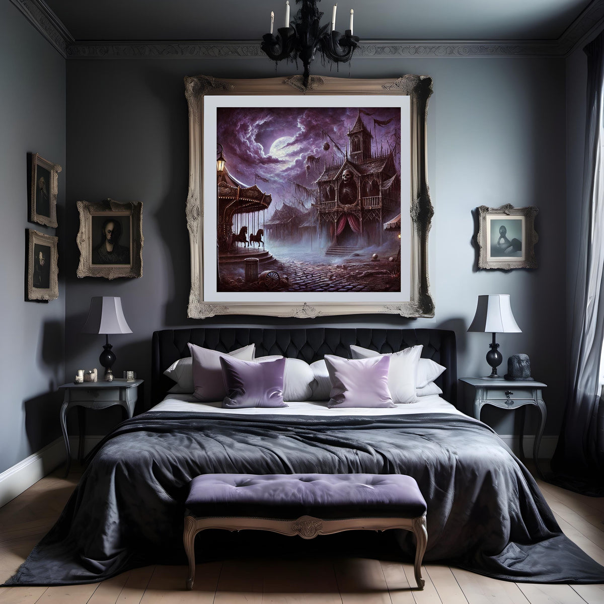 Gothic Haunted Funhouse Print: Vintage Halloween Carnival (Digital Download)