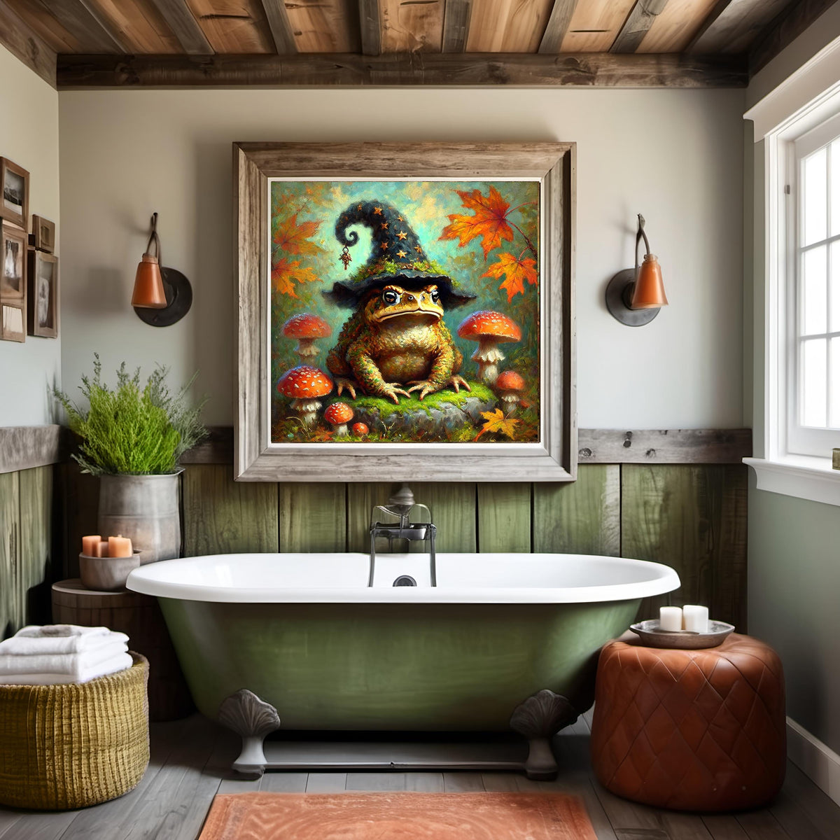 Whimsical Toad Witch Hat Art Print: Vintage Halloween Decor (Digital Download)