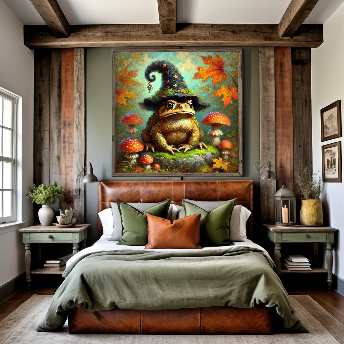 Whimsical Toad Witch Hat Art Print: Vintage Halloween Decor (Digital Download)
