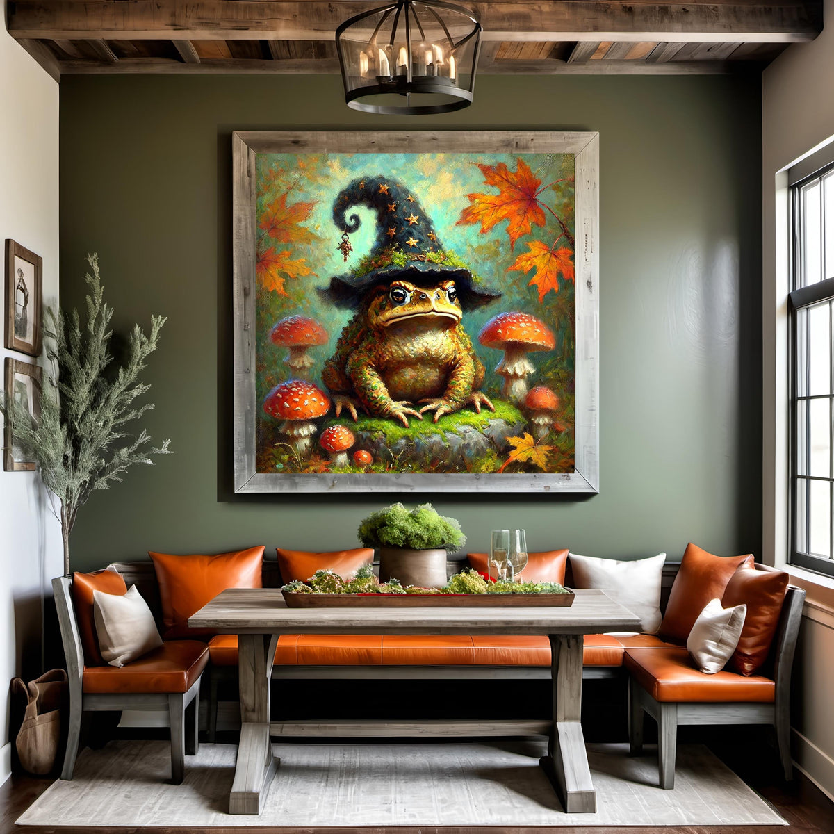 Whimsical Toad Witch Hat Art Print: Vintage Halloween Decor (Digital Download)