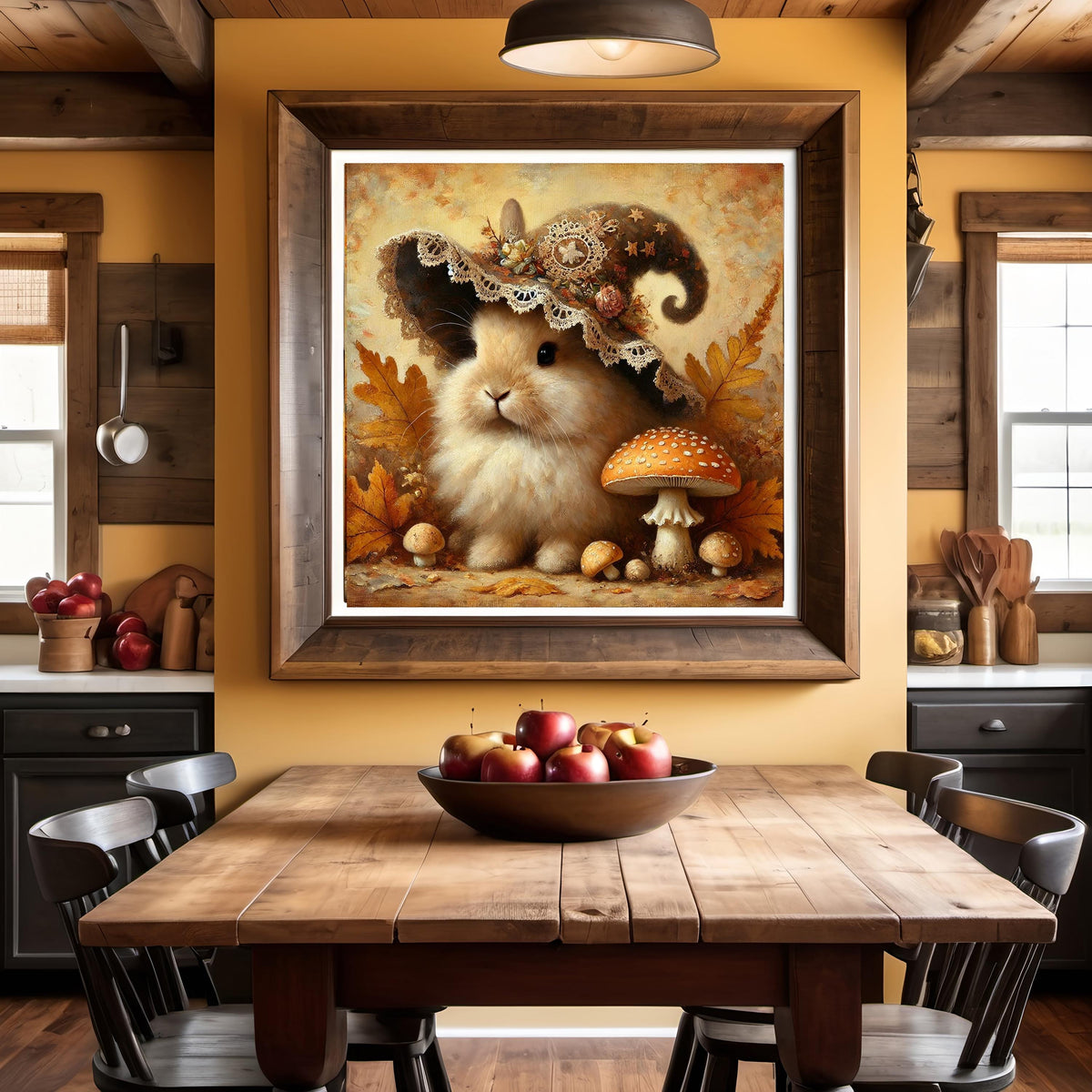 Autumn Witch Bunny Print: Vintage Halloween Rabbit Art (Digital Download)