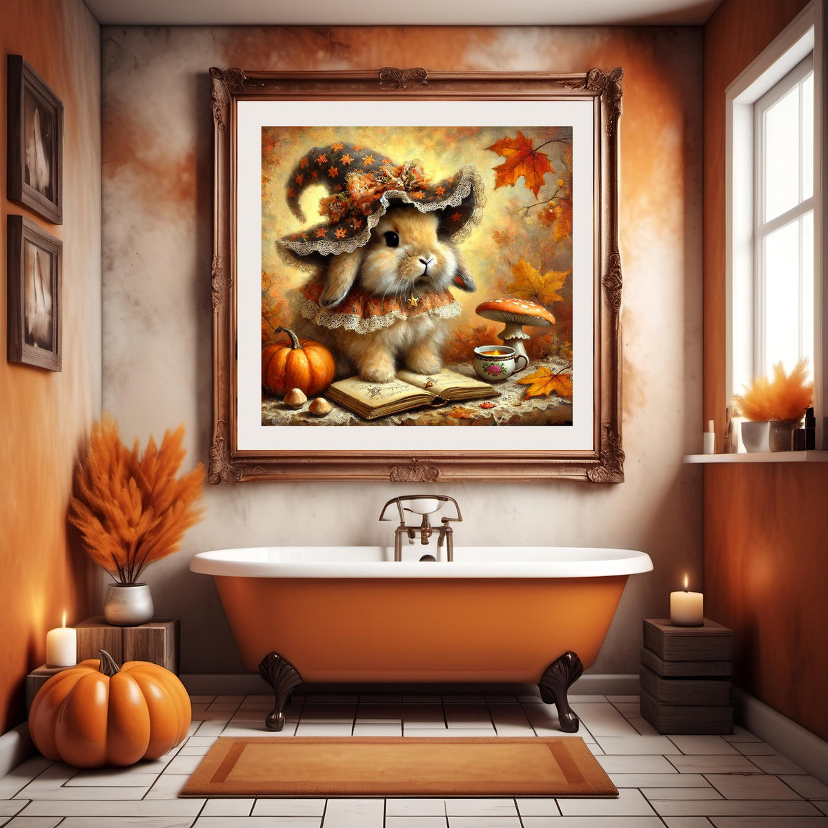 Vintage Bunny Witch Print: Cottagecore Halloween Decor (Digital Download)