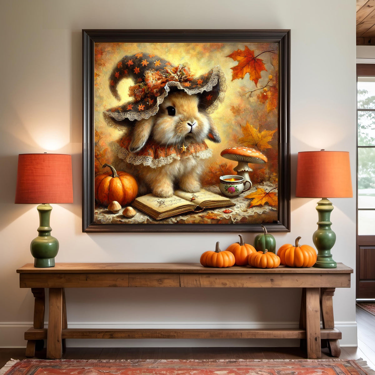 Vintage Bunny Witch Print: Cottagecore Halloween Decor (Digital Download)