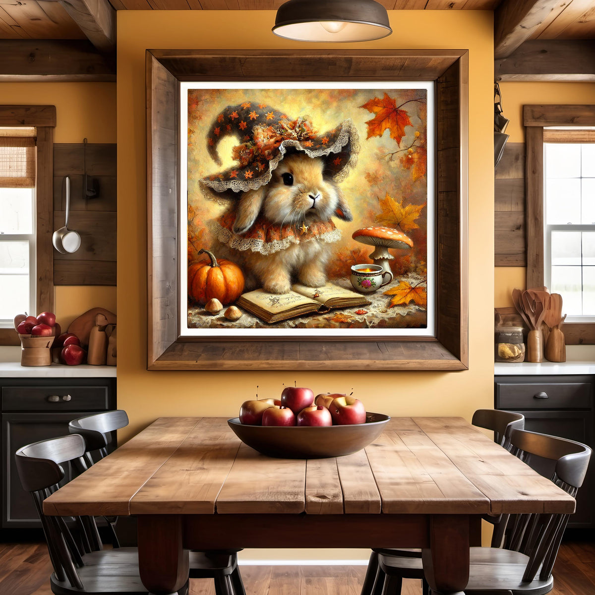 Vintage Bunny Witch Print: Cottagecore Halloween Decor (Digital Download)